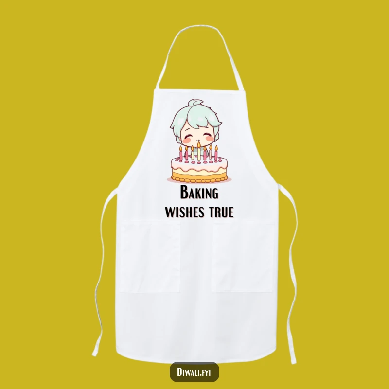 Funny Birthday Cake Kitchen Apron - Smiling Character's Festive Baking Gift