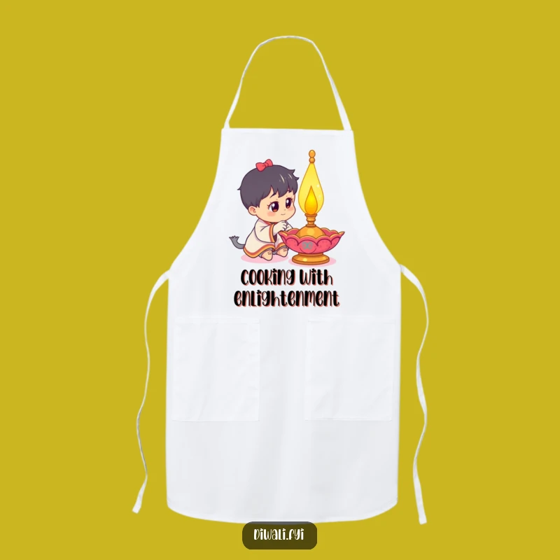 Funny Curious Character Apron: Cook with Diya Lamp Inspired Curiosity