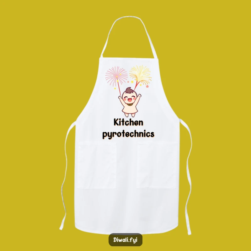 Funny Delighted Character Apron: Cook with Fireworks Inspired Joy