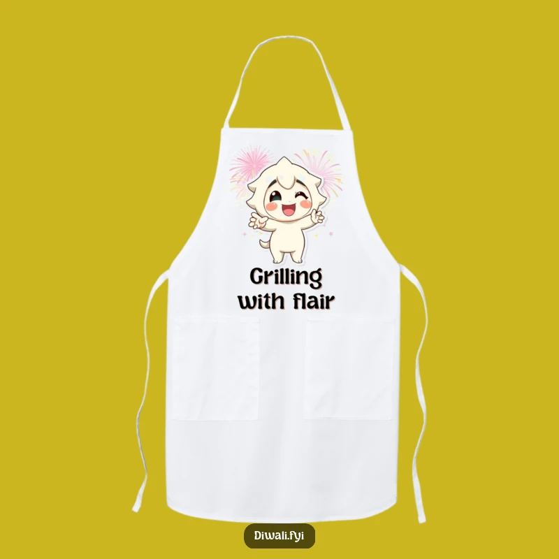 Funny Fireworks Pose Apron: Chef’s Confident Celebration Kitchen Gift