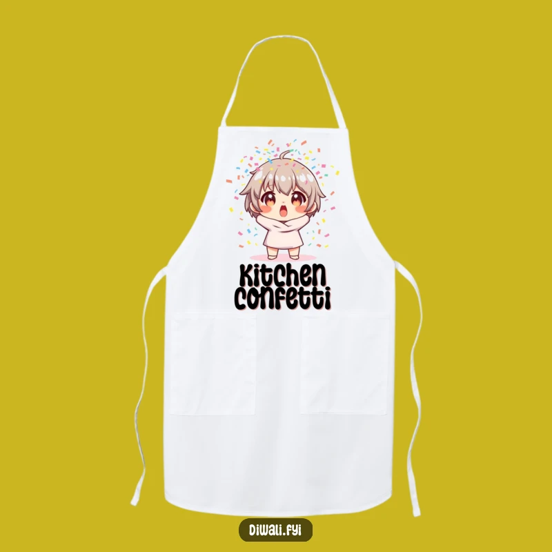 Funny Kitchen Confetti Apron - Surprised Character Design, Great Humorous Chef Gift!