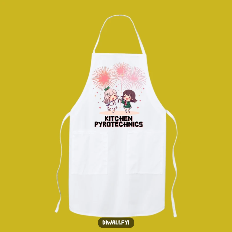 Funny Fireworks Kitchen Apron - Cheerful Character's Festive Cooking Gift