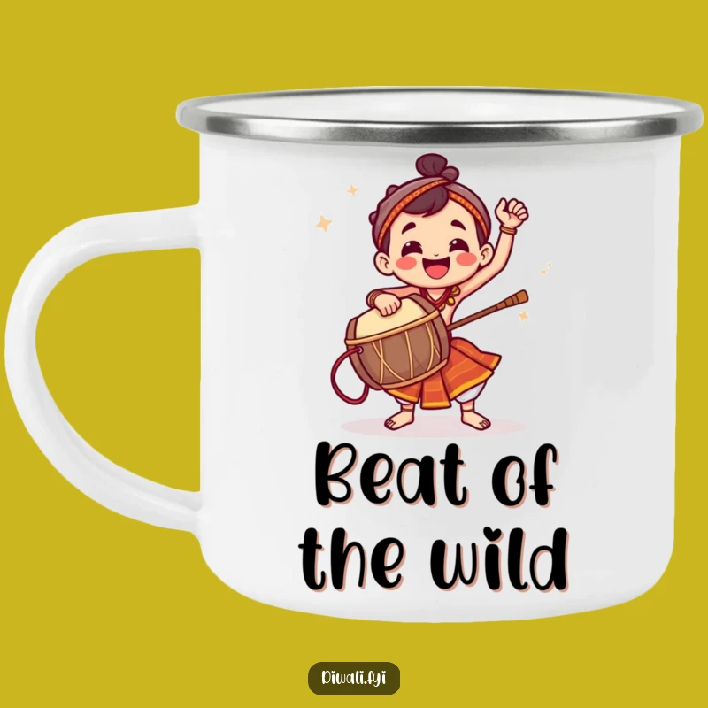 Funny Dhol Drummer Camping Mug: Outdoor Beats, Energetic Rhythm Adventure Gift