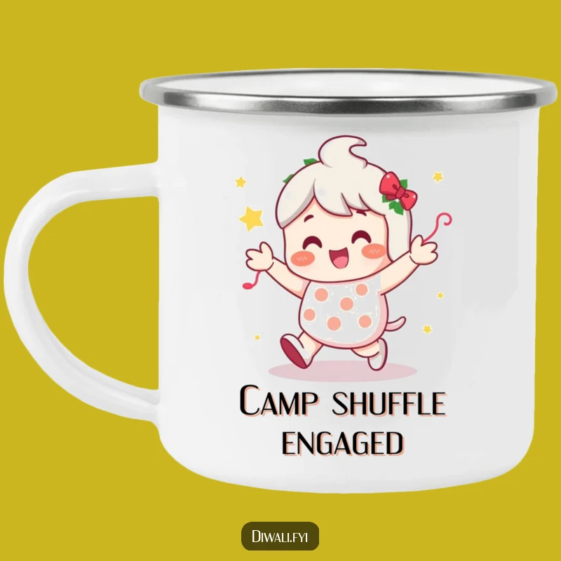 Funny Festive Shuffle Camping Mug: Party by the Fire, Best Funny Gift