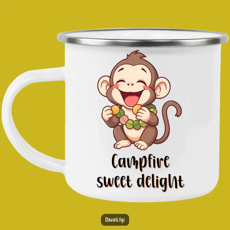 Funny Monkey Enamel Camping Mug: Garland Eater, Perfect Outdoor Funny Gift