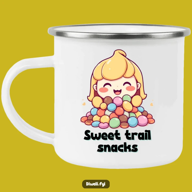 Funny Sweets Character Camping Mug: Sweet Treats and Happy Grins Outdoors Gift