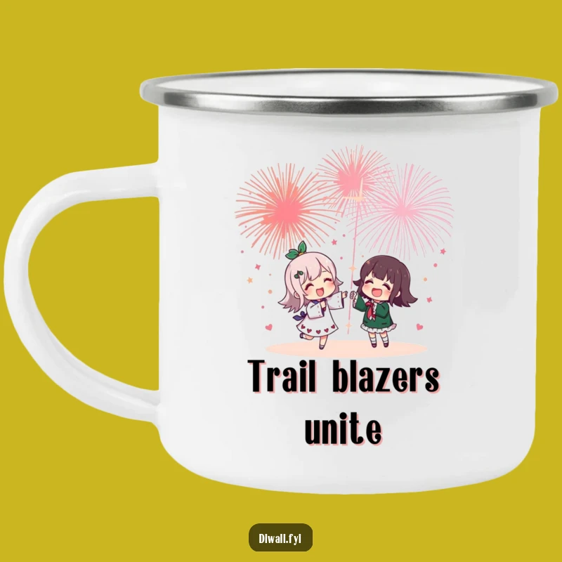 Funny Fireworks Friends Camping Mug - Cheerful Character's Outdoor Adventure Gift