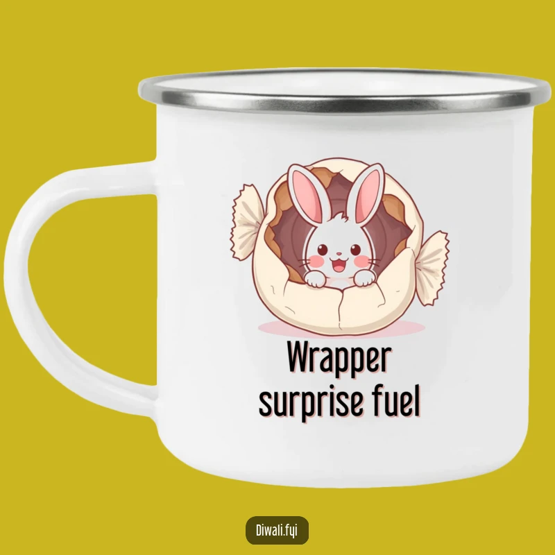 Funny Bunny Sweet Wrapper Camping Mug - Surprise Sips on Adventures