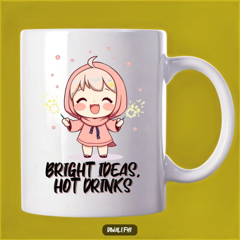 Funny Sparkler Beam Mug: Joyful Character Celebration Gift for Happy Moments