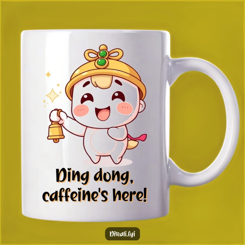 Funny Ringing Bell Sparks Mug - Exciting Character Design, Perfect Humorous Gift!