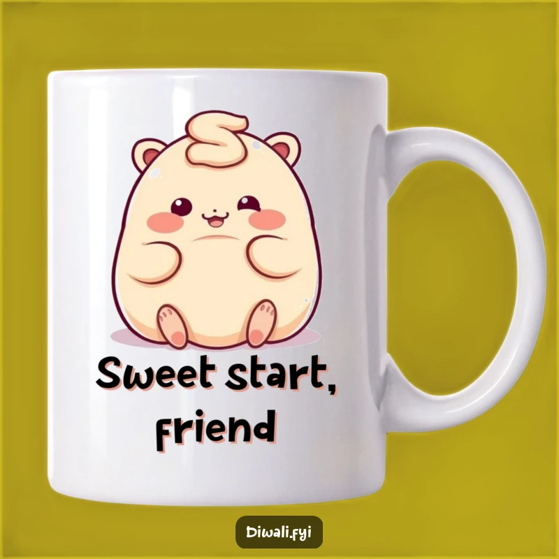 Funny Ladoo Rolling Character Mug - Playful & Sweet Design, Perfect Gift