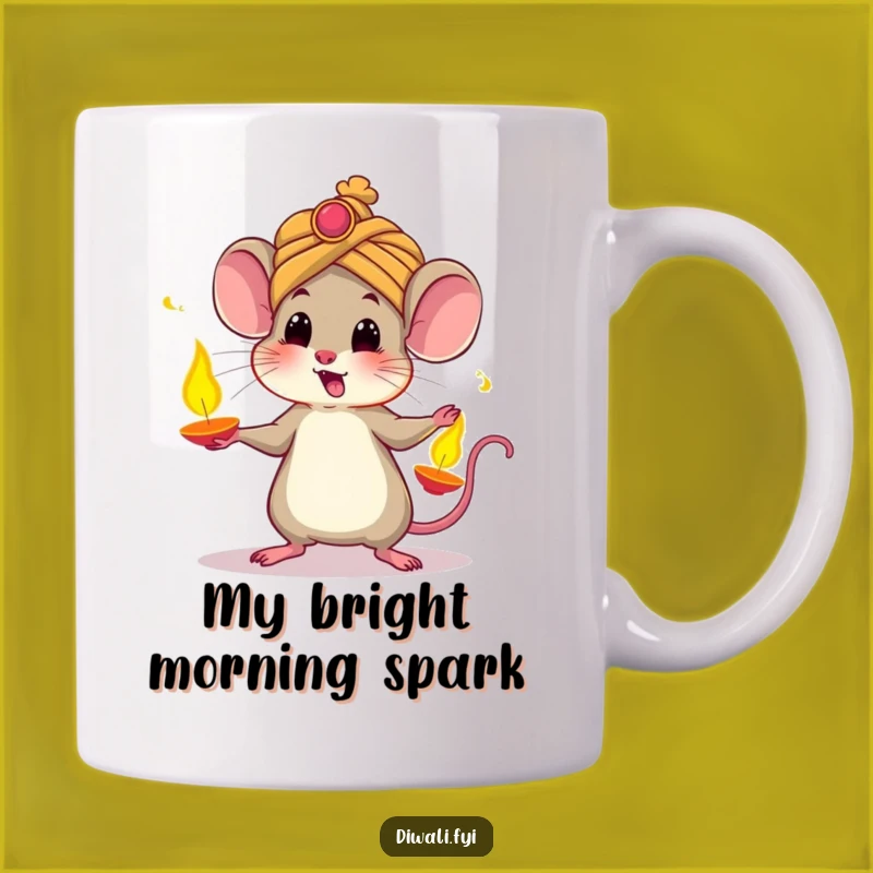 Funny Mouse Diwali Mug: Startled Juggler of Glowing Diyas, Perfect Festival Gift
