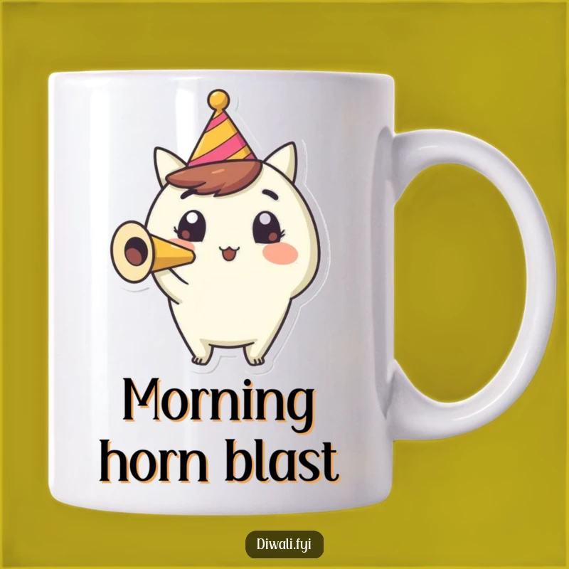 Funny Party Horn Mug: Happy Character Excitement Joyful Gift