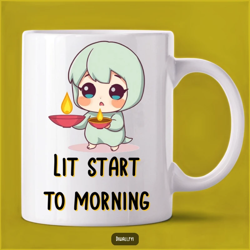 Funny Surprised Diya Mug: Shocked Character, Perfect Festive Gift