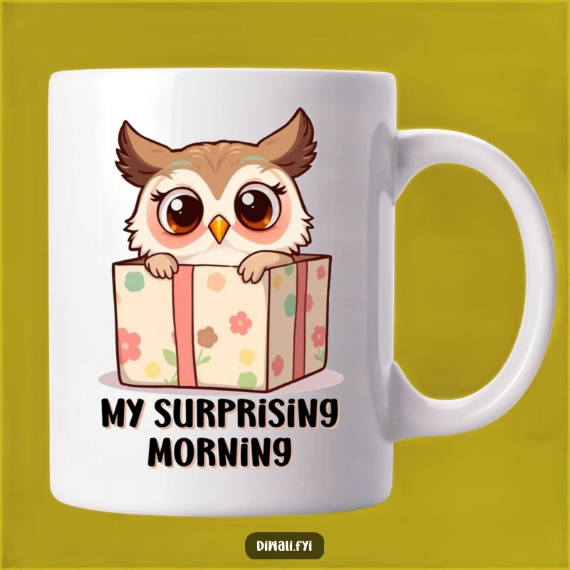 Funny Owl Surprise Mug: Peeking from Gift Box, Perfect Quirky Funny Gift