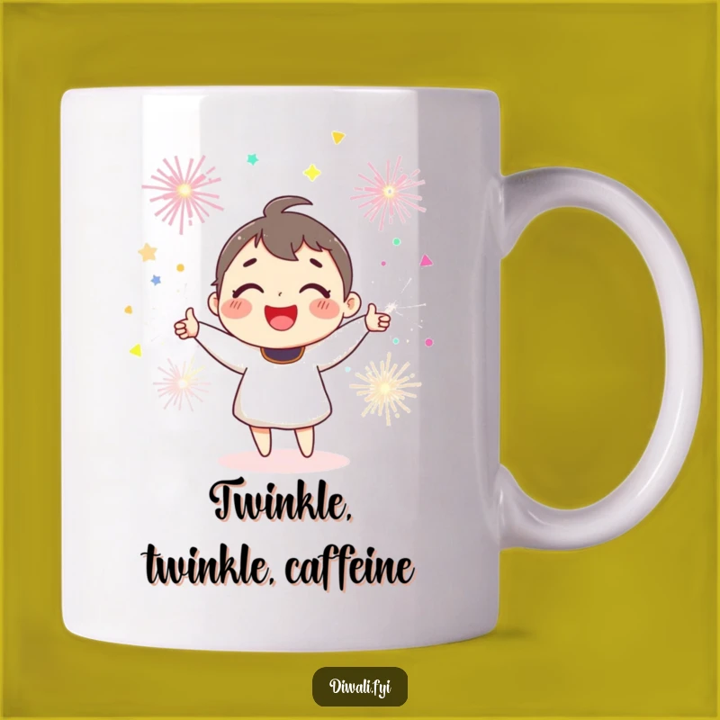 Funny Joyful Character Juggling Sparklers Mug - Festive Fun Gift