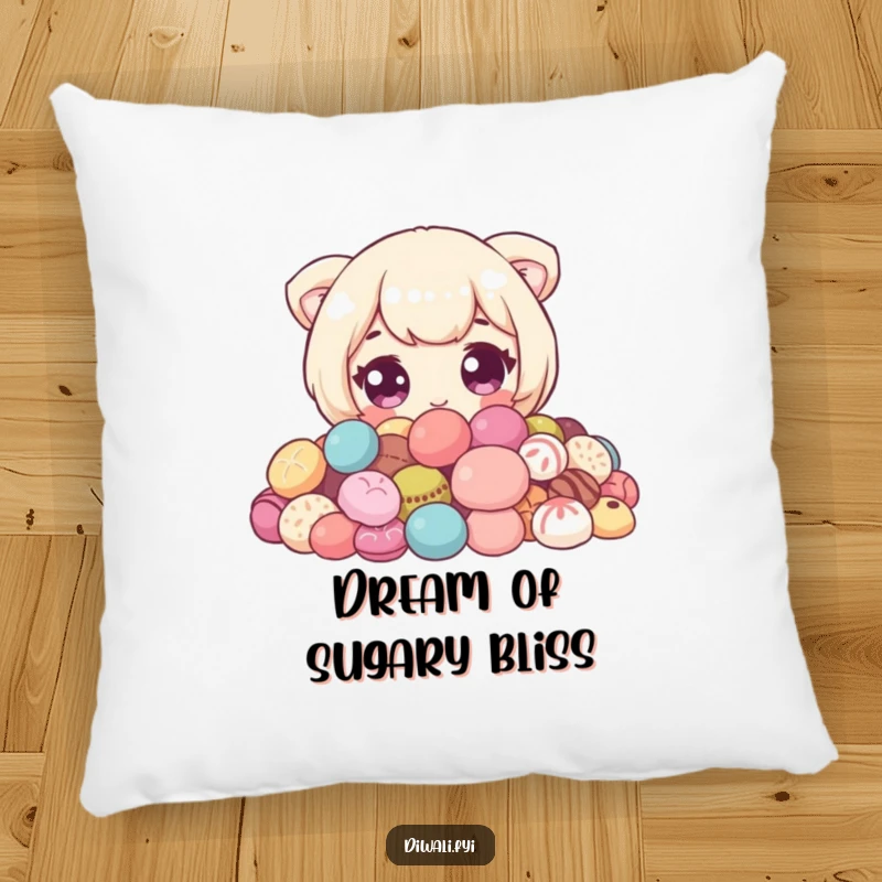 Funny Sweet Peeker Pillow: Soft cushion with a cute character with wide eyes peeking from sweets. Perfect funny gift.