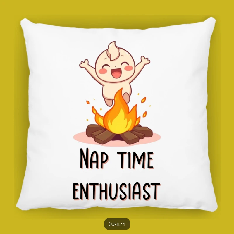 Funny Bonfire Leap Pillow - Happy Character's Cozy Thrill Gift