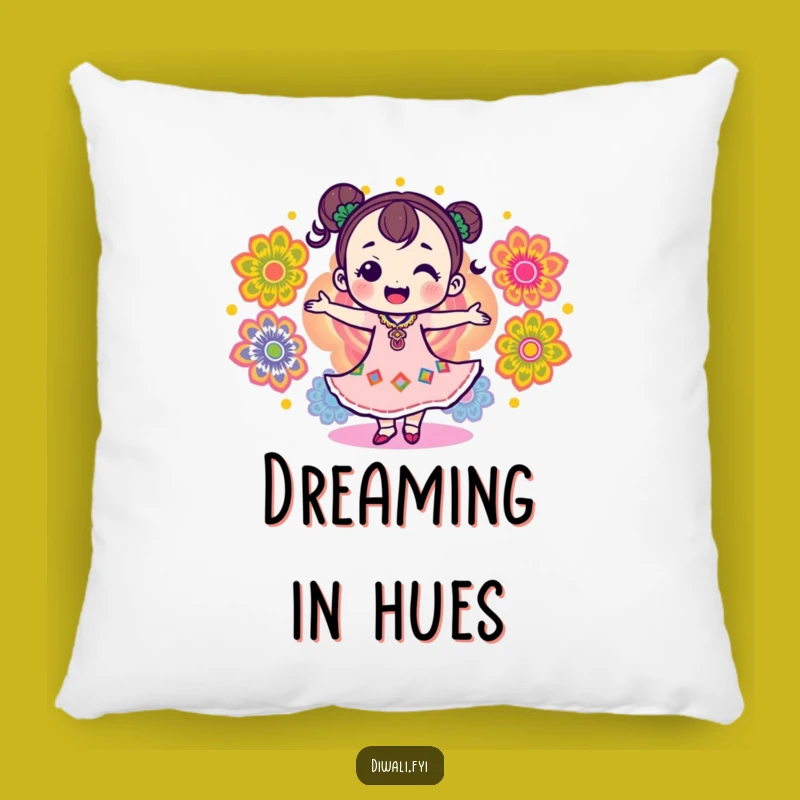 Funny Delighted Rangoli Dancer Pillow: Snuggle Up with Joyful, Colorful Comfort!