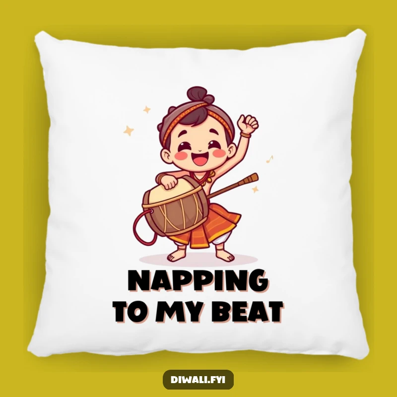 Funny Dhol Drummer Pillow: Cozy Comfort with Energetic Rhythm Gift