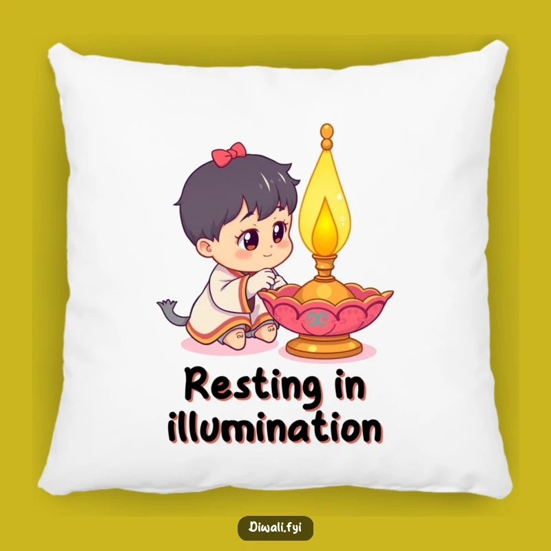 Funny Curious Character Pillow: Cozy Diya Lamp Comfort and Humor