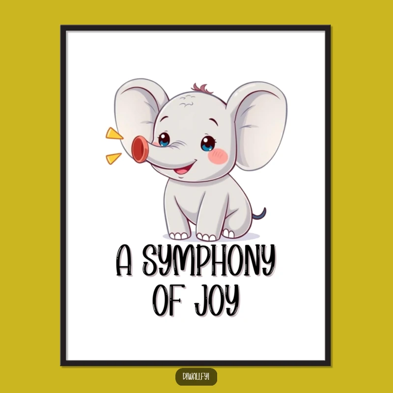 Funny Trumpeting Elephant Digital Art: Instant Joyful Decor for Your Walls