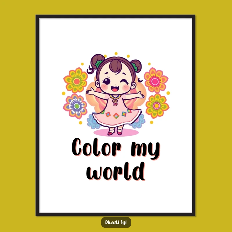 Funny Delighted Rangoli Dancer Digital Art Print: Instant Festive Fun for Your Walls!