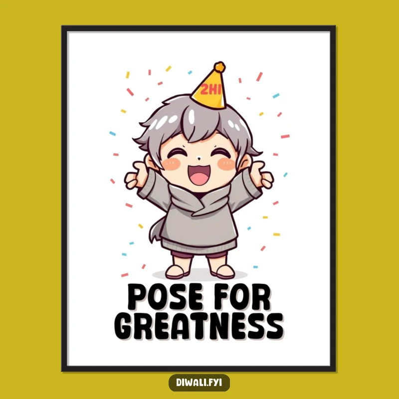 Funny Celebration Pose Digital Art: Cheerful Party Decor Gift