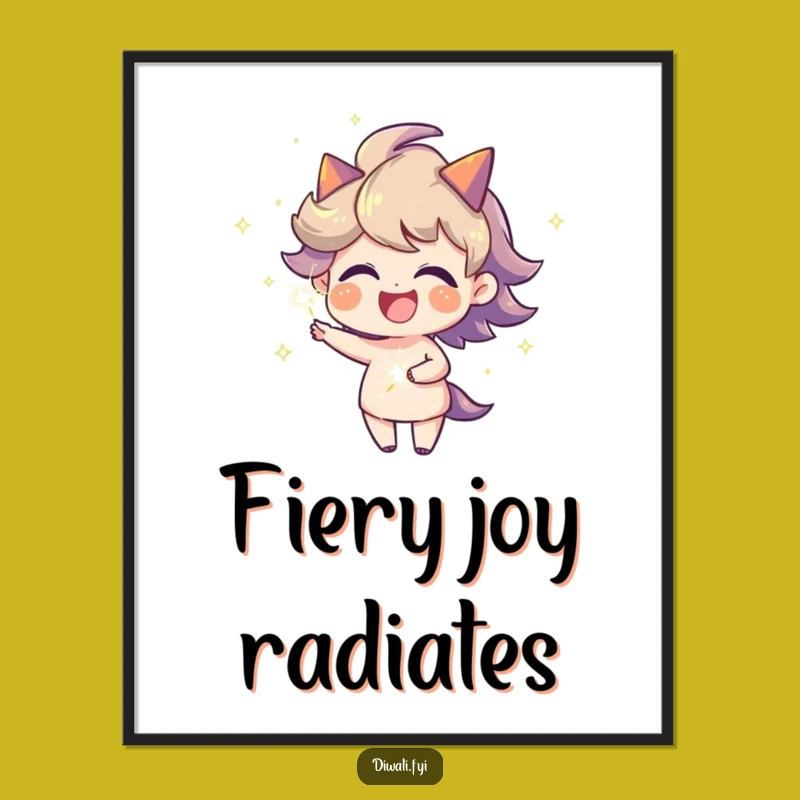 Funny Fiery Aura Sparkler Digital Art, Joyful Character Print, Instant Download