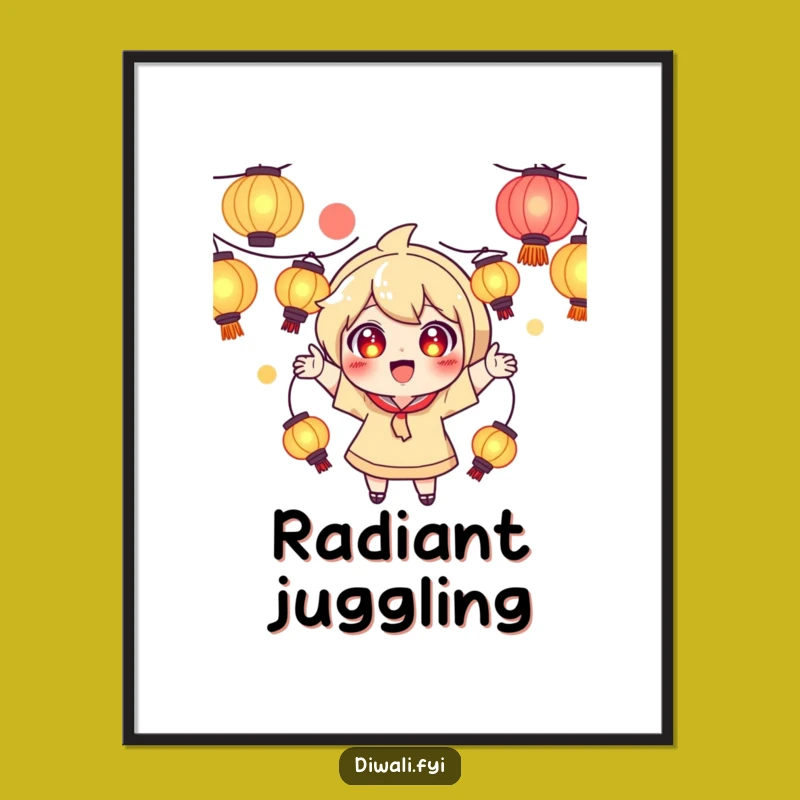Funny Juggling Lantern Digital Print: Instant Glowing Magic Wall Art Gift