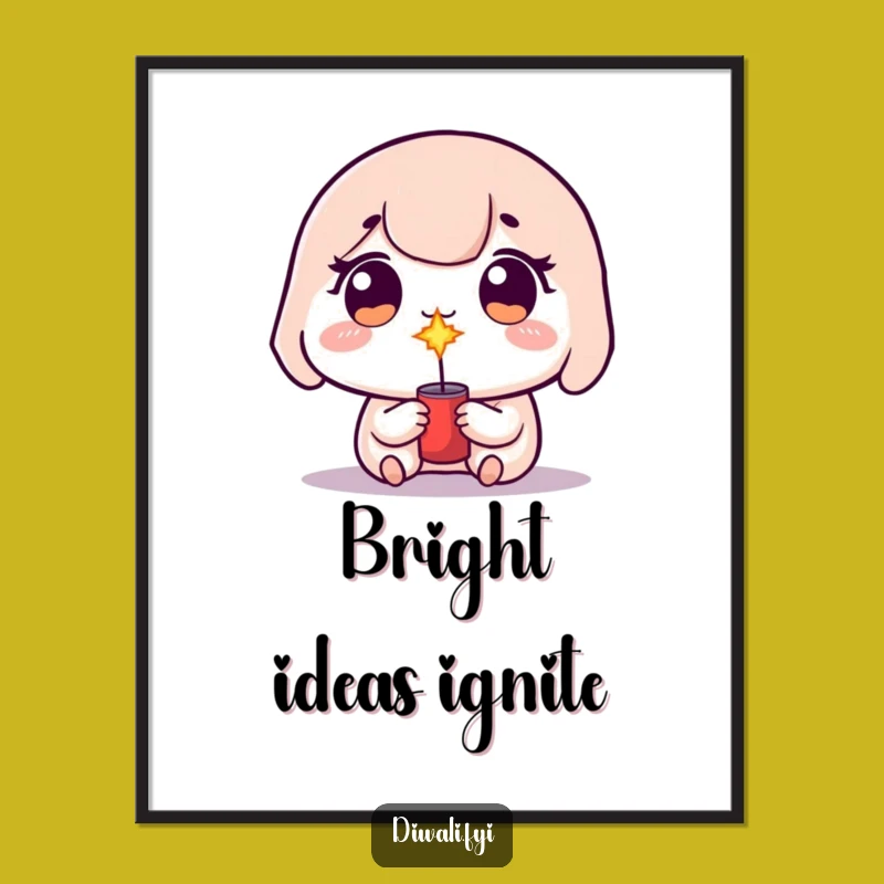 Funny Kawaii Firecracker Digital Art - Cute Sparkler Print - Gift