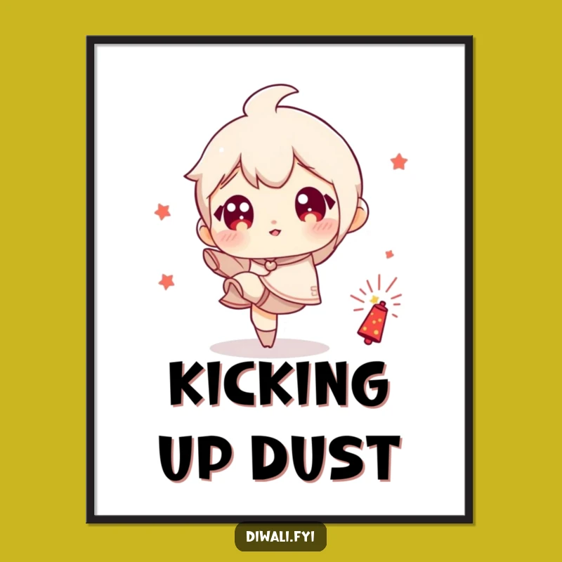 Funny Kick Firecracker Digital Print - Playful Character Art, Perfect Humorous Decor Gift!