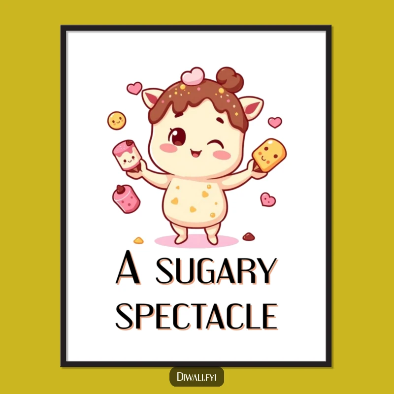 Funny Mithai Juggling Digital Art: Instant Sweet Decor for Your Space