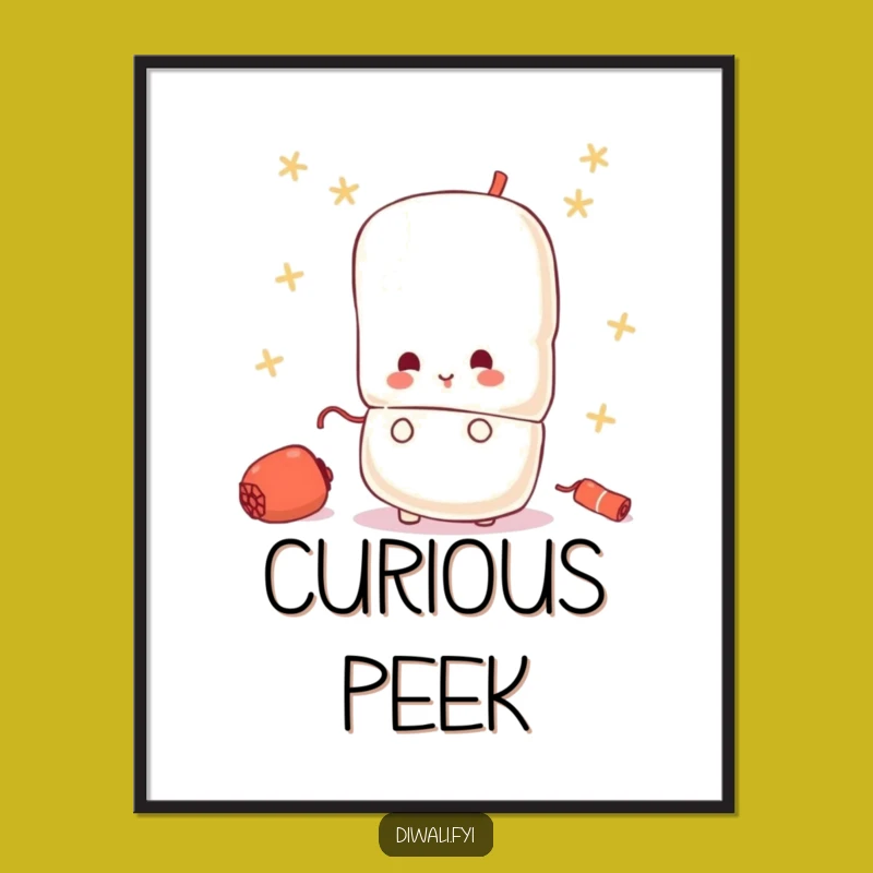 Funny Peeking Firecracker Digital Art - Whimsical Decor, Unique Gift