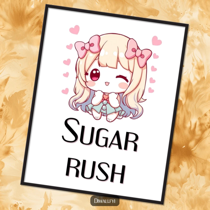 Funny digital art print of a character offering sweets with a bow, symbolizing kindness, generosity, and sweet hospitality.