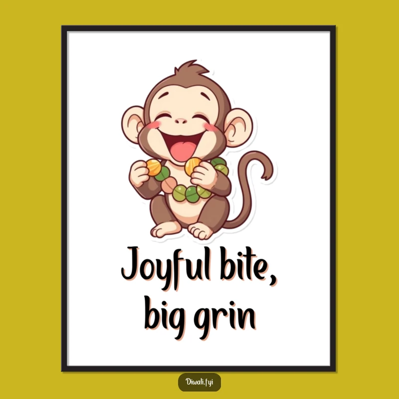 Funny Monkey Digital Art: Sweet Eater, Instant Playful Funny Gift
