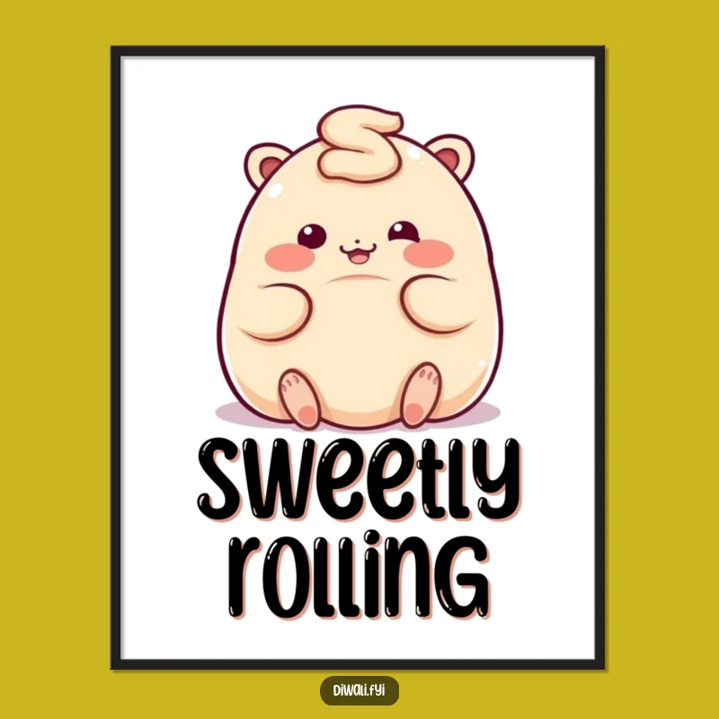 Funny Ladoo Rolling Digital Art - Whimsical Decor, Unique Gift