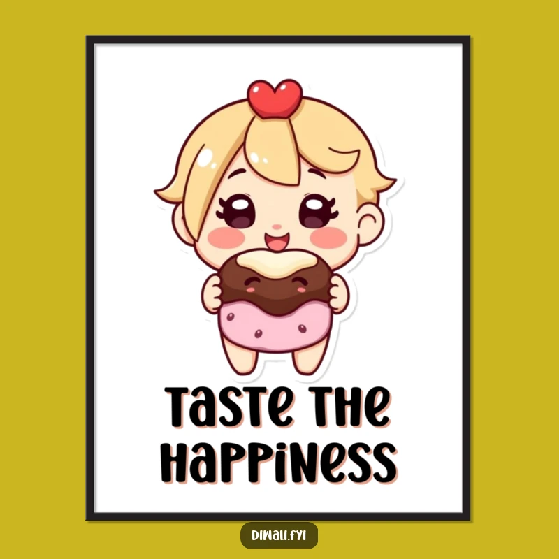 Funny Sweet Treat Digital Art: Joyful Character Print, Instant Gift