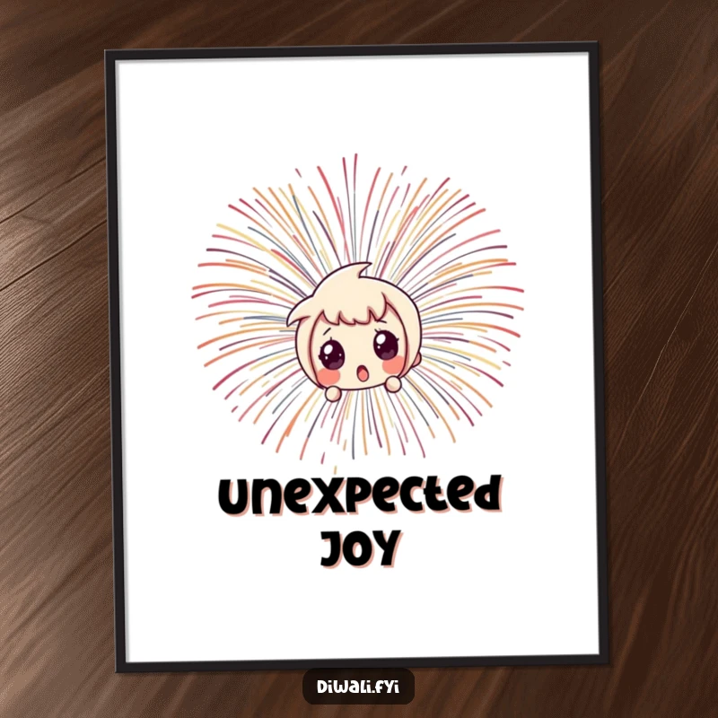 Funny character peeking with surprised eyes from behind a vibrant fireworks burst for a humorous display.