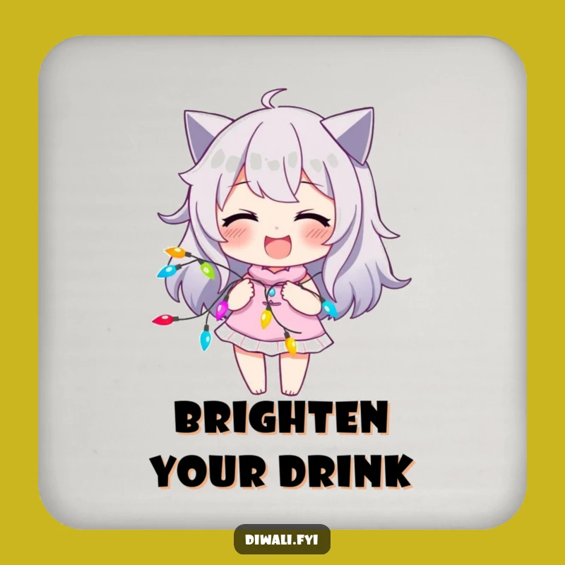 Funny Lights Coaster: Character Smirk Art, Colorful Protection Gift