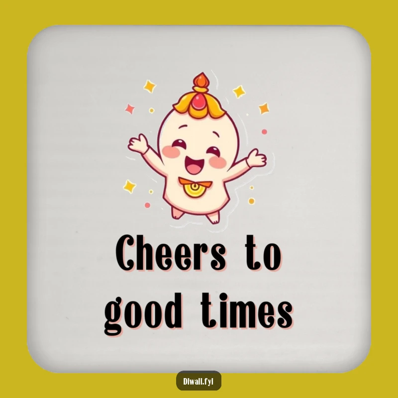 Funny Diya Spin Coaster: Happy Character Festive Drink Protector