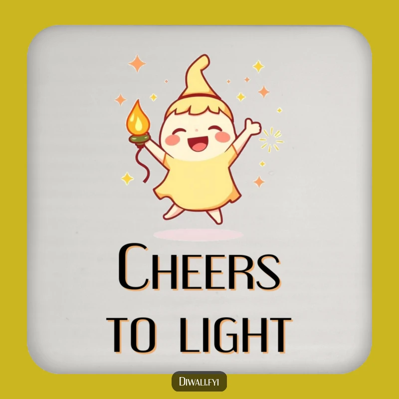 Funny Drink Coaster: Joyous Character With Lamp, Sparks, Hilarious Gift