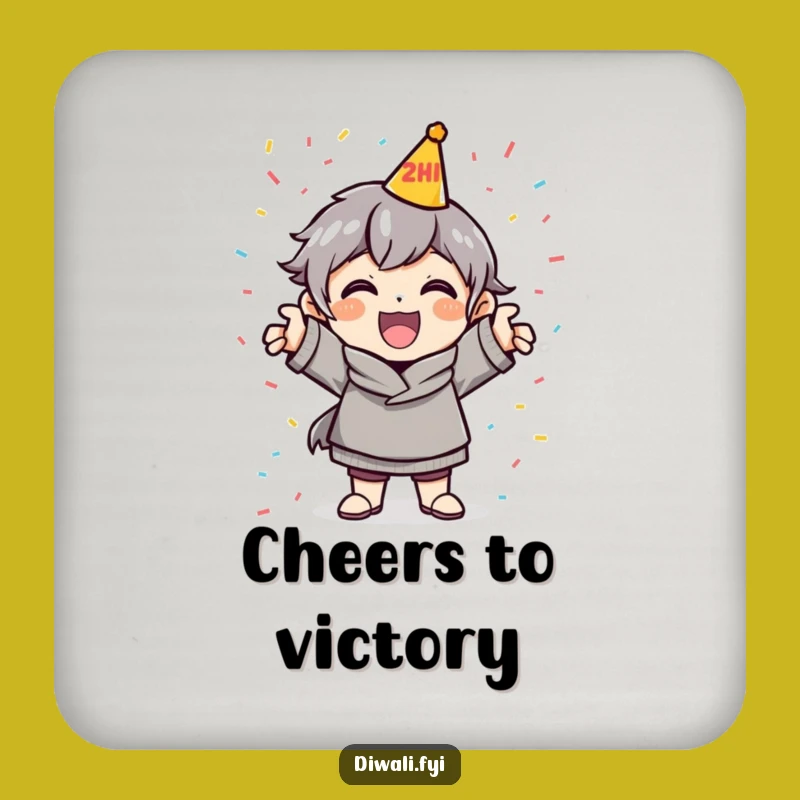 Funny Celebration Pose Coaster: Cheerful Party Decor Gift