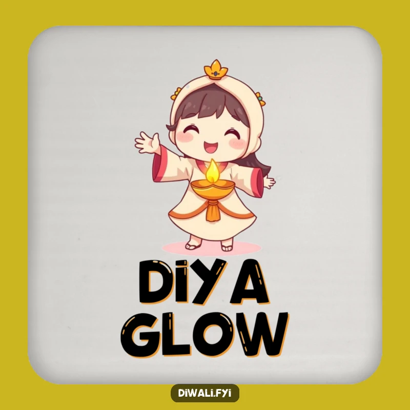 Funny Diya Dancer Coaster Set - Smiling Glow Coasters for Festive Tables