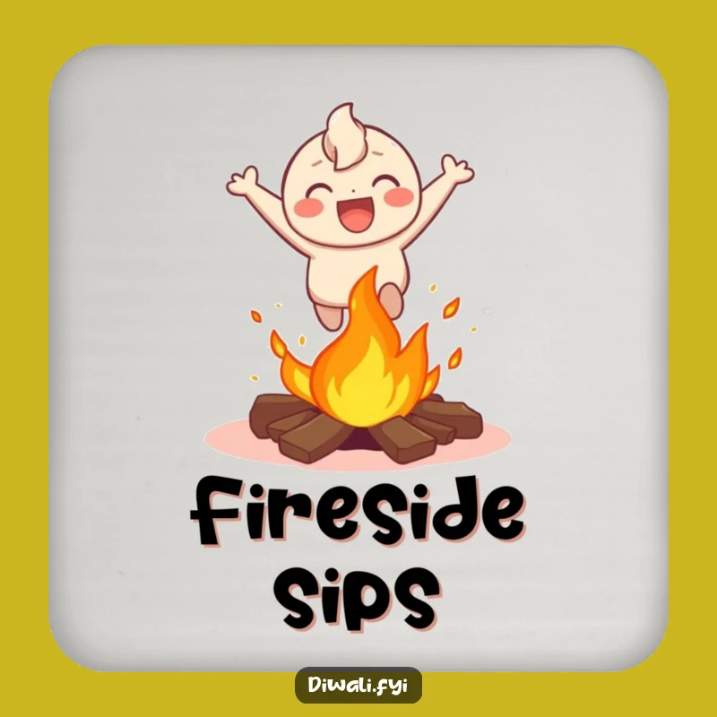 Funny Bonfire Leap Coaster Set - Happy Character's Daring Drink Protection Gift