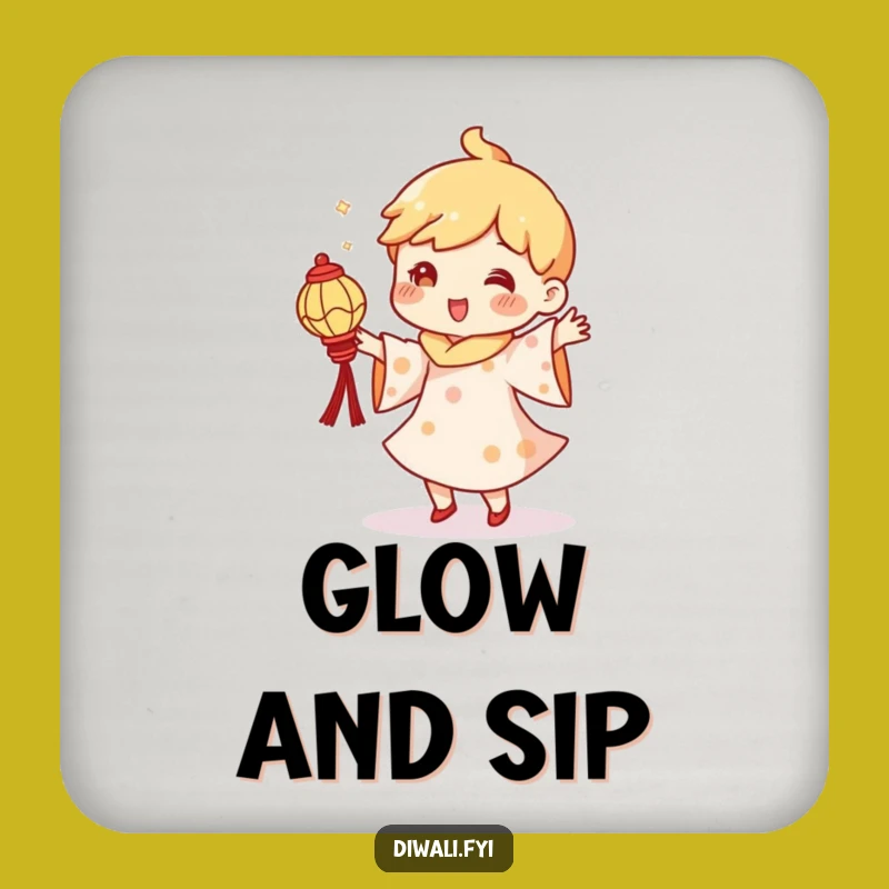 Funny Diya Dance Coaster - Cheerful Character Design, Perfect Humorous Gift!