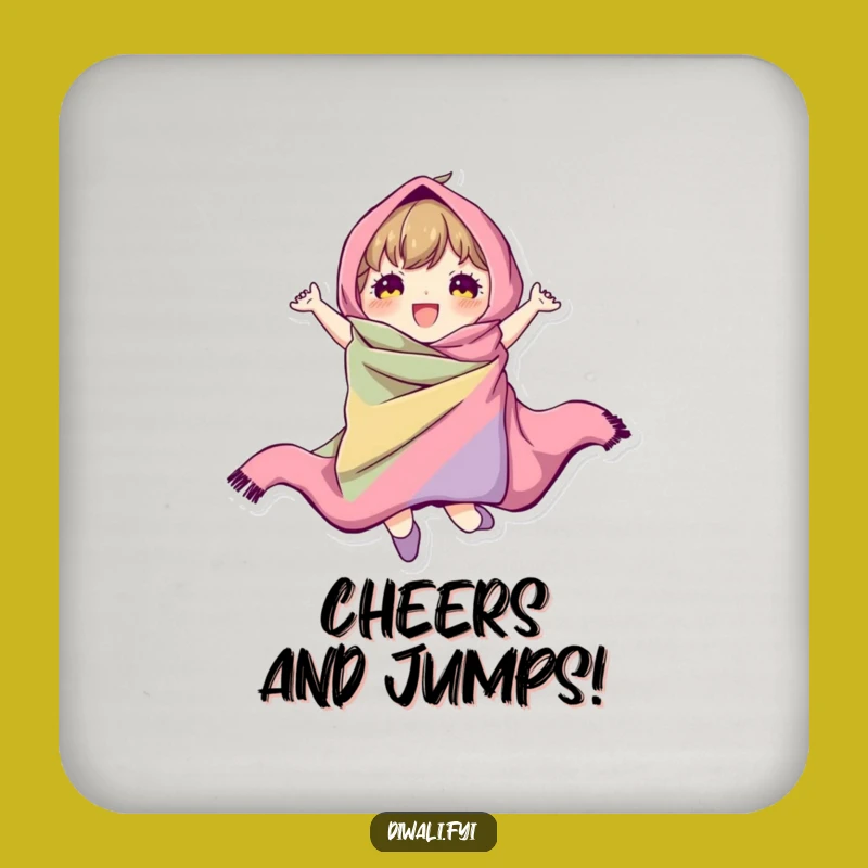 Funny Jumping Character Coaster: Protect Surfaces Dynamically, Hilarious Fabric Design, Perfect Funny Gift!