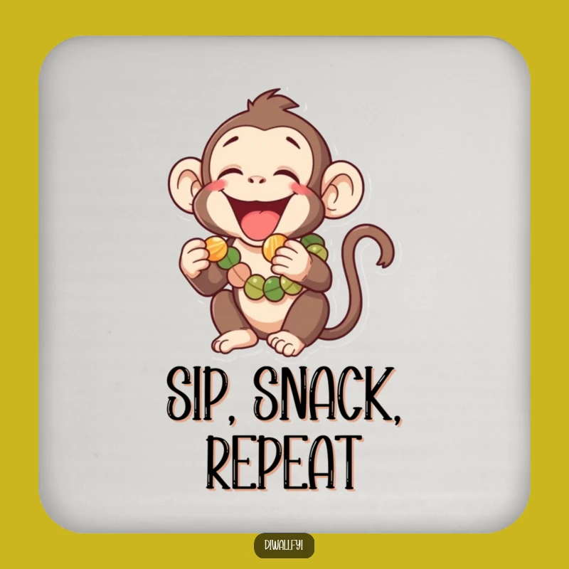 Funny Monkey Coaster Set: Sweet Eater, Protects Surfaces Humorously