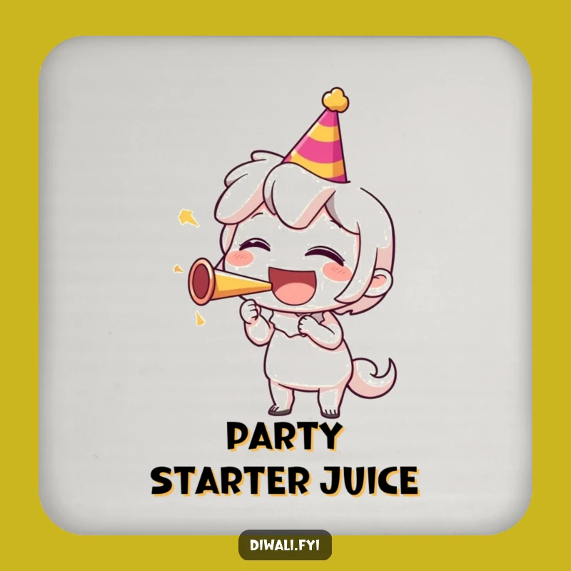 Funny Party Horn Laugh Drink Coaster: Protect Surfaces with Hilarious Character Charm