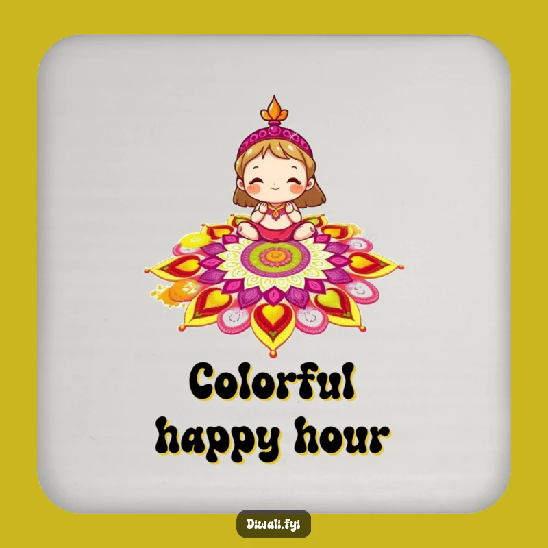 Funny Rangoli Coaster Set: Protect Surfaces with Colorful Art!